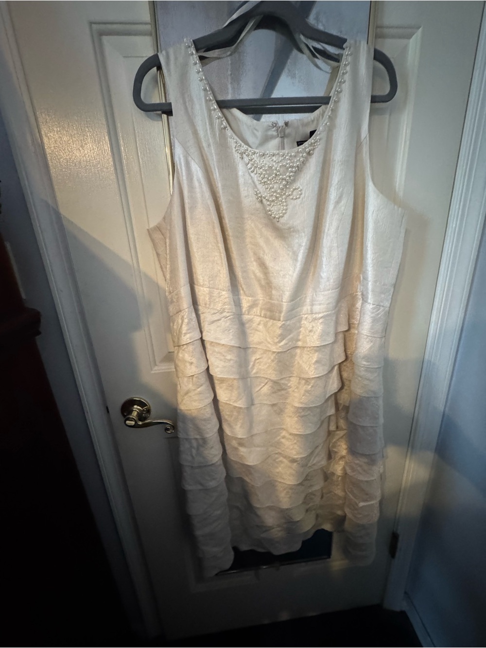 Jessica Howard Pearl-Trim Tiered Cocktail Dress - Cream